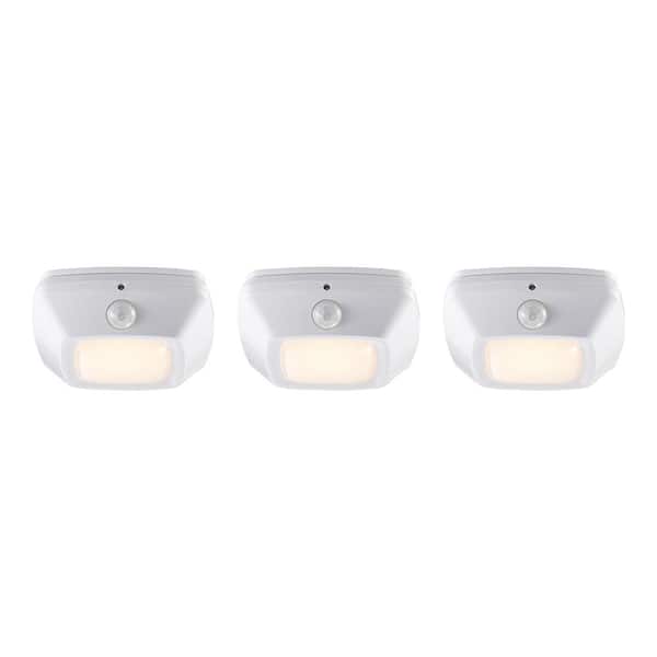 Commercial Electric Battery Operated Soft White LED White Puck Light with Motion Sensor (3-Pack)