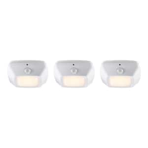 3 in. Square White LED Battery Operated Puck Light with Motion Sensor (3-Pack)