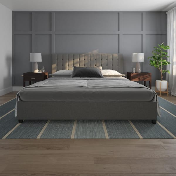 Dhp cambridge upholstered bed with storage gray fashion linen