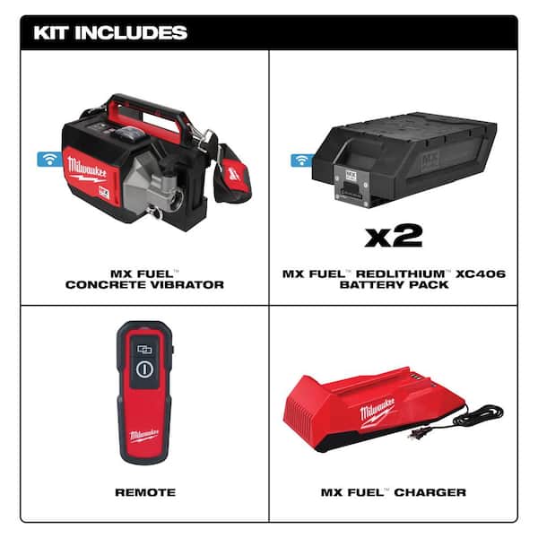MX FUEL Lithium-Ion Cordless Briefcase Concrete Vibrator Kit with (2) Batteries, Charger & Super Charger