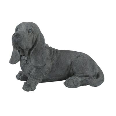 Gray MgO Bassett Hound Dog Garden Statue