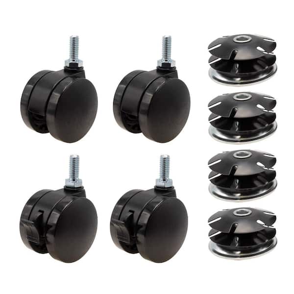 Outwater 2 in. Black Furniture Swivel Brake Caster 440 lbs. Load Rating for 2 in. Round, 16 up to 18 gauge tubing (4-Pack)