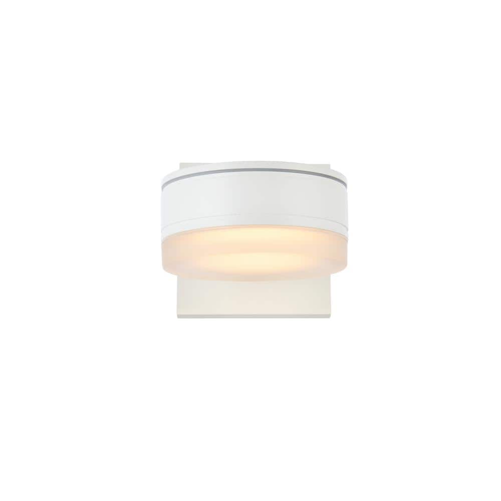 Timeless Home 1-Light Round White LED Outdoor Wall Sconce