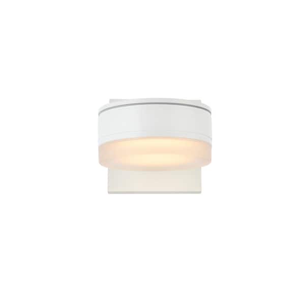 Unbranded Timeless Home 1-Light Round White LED Outdoor Wall Sconce