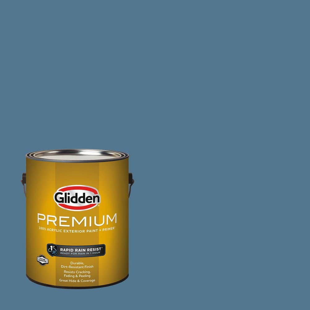 Glidden Premium 1 gal. PPG1156-5 Smoke Blue Satin Exterior Latex