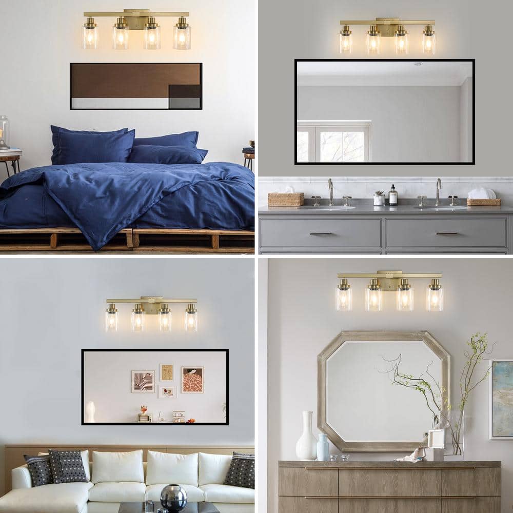 24.2 in. 4-Light Vanity Light with Clear Glass Shades, Gold (No Included Bulb) price history on PriceWatchPro