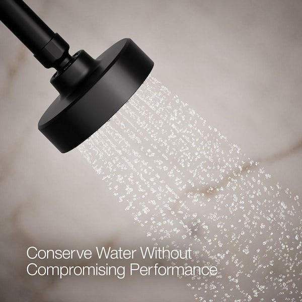 KOHLER Awaken G90 1-Spray Patterns 3.56 in. 1.5 GPM Wall Mount Fixed Showerhead in Matte Black
