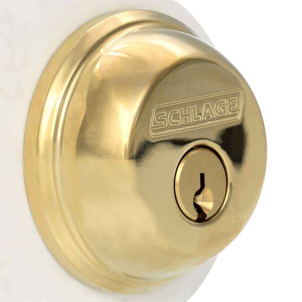 Bright Brass Single Cylinder Deadbolt for Exterior Doors