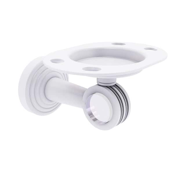 Allied Brass Pacific Beach Tumbler and Toothbrush Holder with Dotted Accents in Matte White