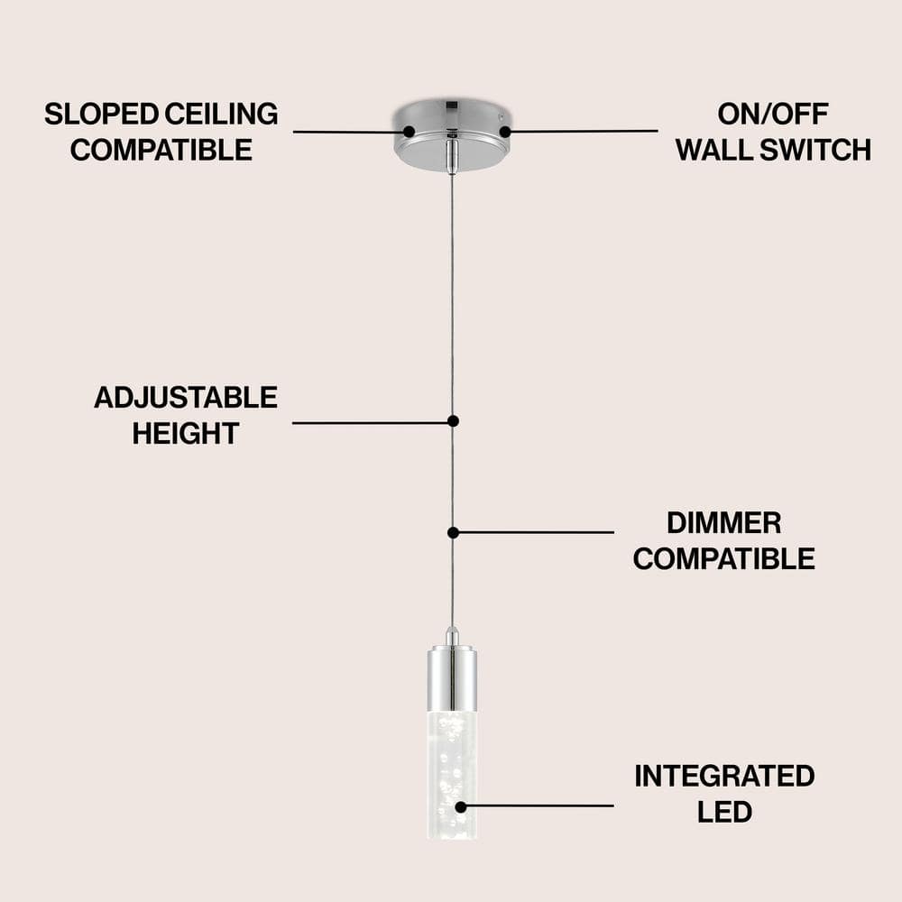 Bolha 4.75" Chrome Acrylic LED Pendant Light
