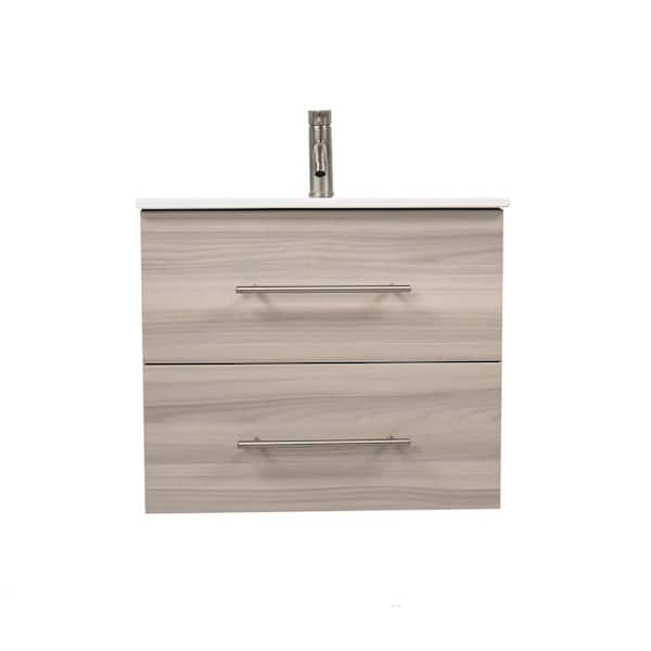 Napa 30 in. W x 18 in. D Bath Vanity in Ash Gray with Ceramic Vanity Top in White with White Basin