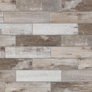 Painted Wood Beige 6 in. x 24 in. Porcelain Floor and Wall Tile (14 sq. ft. / case)