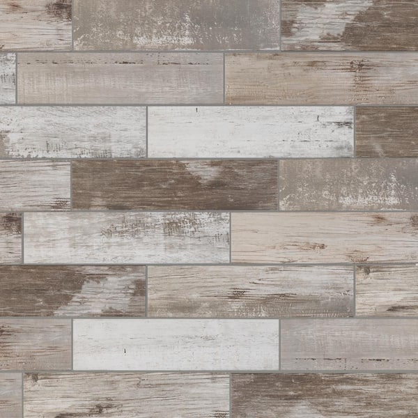 Painted Wood Beige 6 in. x 24 in. Matte Porcelain Floor and Wall Tile Sample (0.93 sq. ft./Piece)