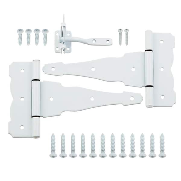 Everbilt White Decorative Gate Hinge and Latch Set