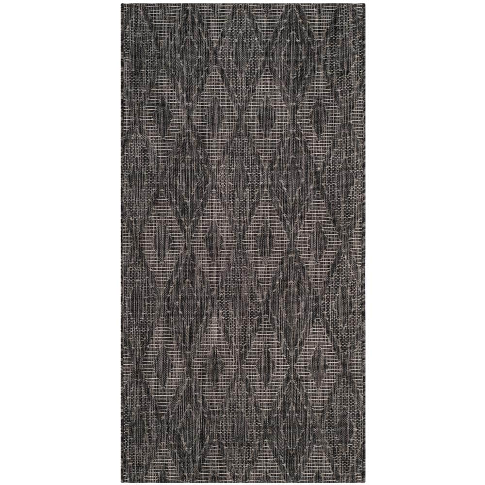 Gray and Black Geometric Outdoor Area Rug