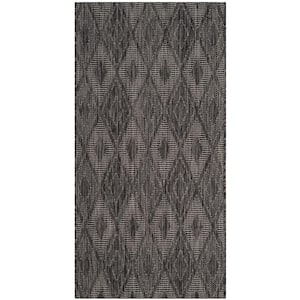 Courtyard Black Doormat 3 ft. x 5 ft. Solid Indoor/Outdoor Patio Area Rug