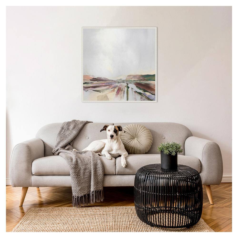 30" x 30" Abstract Landscape Canvas Wall Art with Beaded Frame