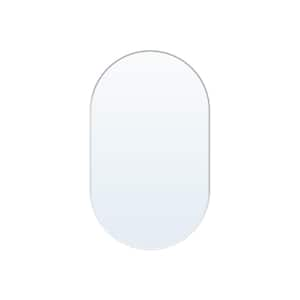 24 in. W x 40 in. H Oval Framed Wall Bathroom Vanity Mirror in White