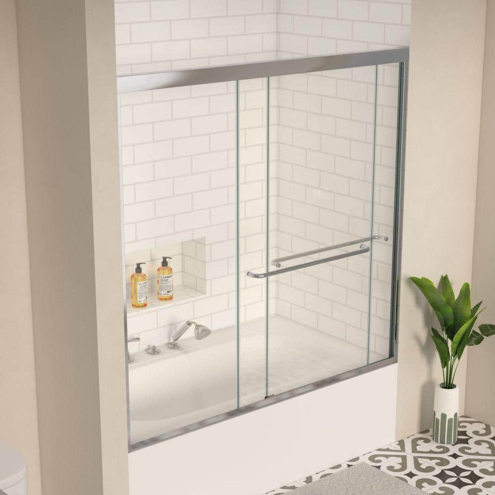 Xspracer Moray 60 in. W x 58 in. H Sliding Frame Bathtub Door in