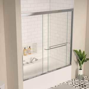 Moray 60 in. W x 58 in. H Sliding Frame Bathtub Door in Polished Chrome Finish with Clear Glass