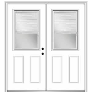 60 in. x 80 in. Internal Blinds Left-Hand Inswing 1/2-Lite Clear Glass 2-Panel Primed Steel Prehung Front Door