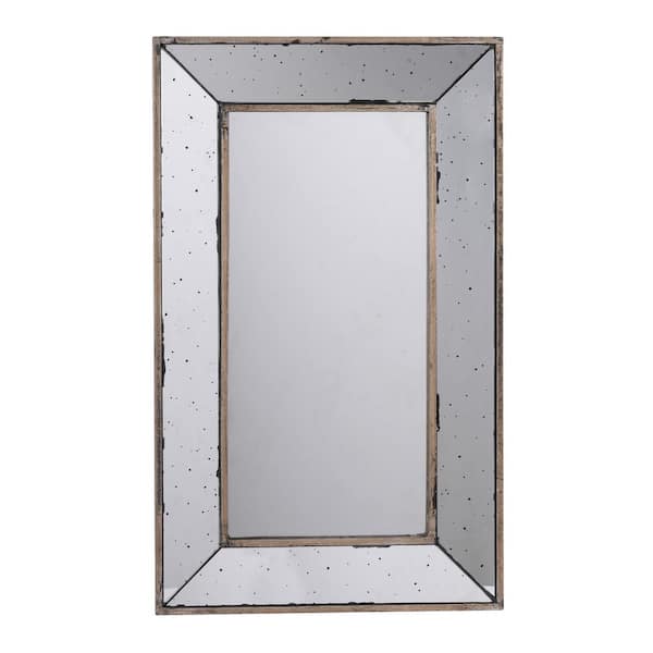Unbranded 16.5 in. x 1.4 in. x 24 in. Traditional Rectangle Wall Mirror or Decorative, Silver Wood Tray Versatile Accent Mirror