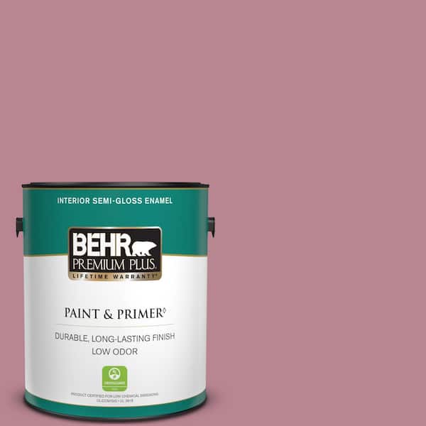 BEHR PREMIUM PLUS 1 gal. #BIC-19 Berry Blush Semi-Gloss Enamel Low Odor Interior Paint & Primer