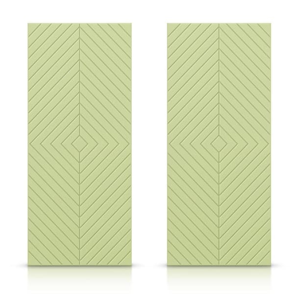 CALHOME 48 in. x 84 in. Hollow Core Sage Green Stained Composite MDF Interior Double Closet Sliding Doors