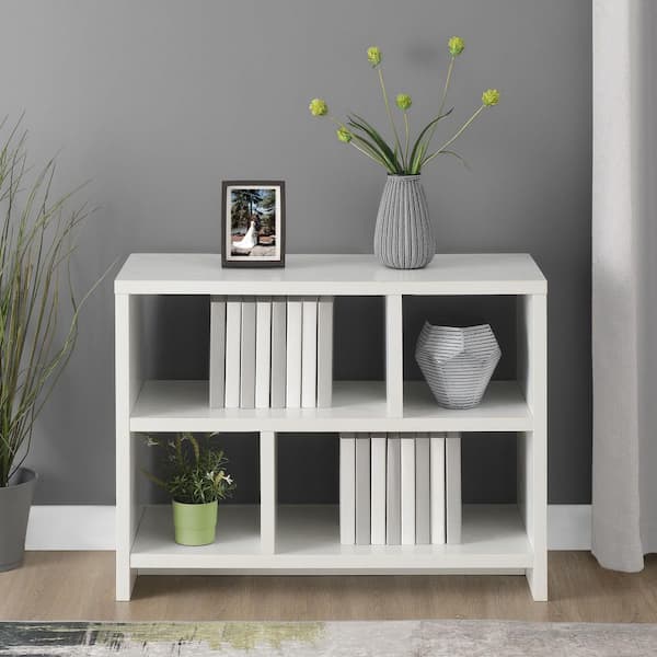 Convenience Concepts Northfield 38 in. White Rectangle Wood Console Table with Shelves
