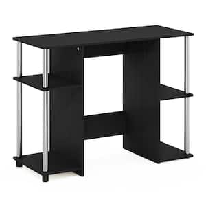 38 in. Rectangular Americano/Stainless Steel Computer Desk with Open Storage