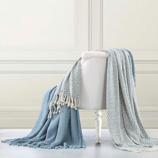 MODERN THREADS 2-Pack Picasso Blue Cotton Throws