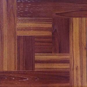 Red Oak Parquet 4 MIL x 12 in. W x 12 in. L Peel and Stick Water Resistant Vinyl Tile Flooring (30 sqft/case)