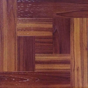 Red Oak Parquet 4 MIL x 12 in. W x 12 in. L Peel and Stick Water Resistant Vinyl Tile Flooring (30 sqft/case)