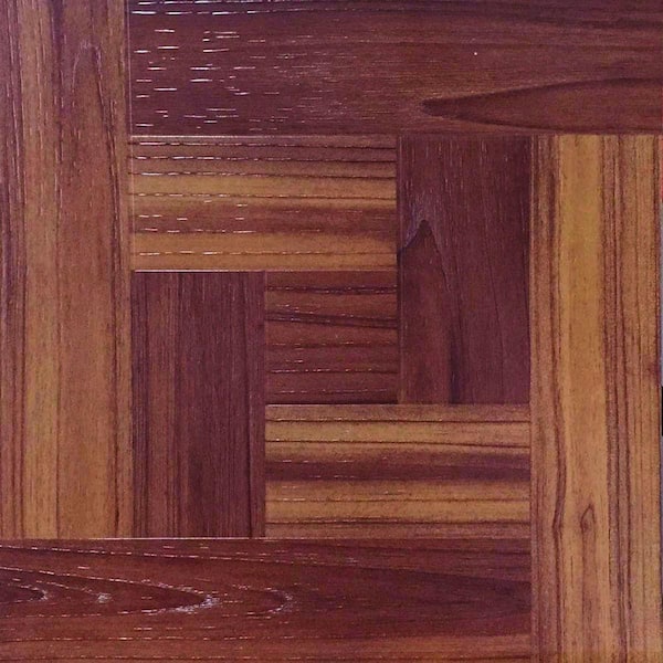 TrafficMaster Brown Wood Parquet 4 MIL x 12 in. W x 12 in. L Peel and Stick  Water Resistant Vinyl Tile Flooring (30 sqft/case) 65657 - The Home Depot