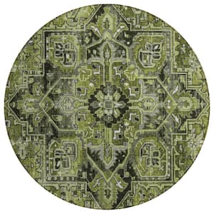 Chantille ACN570 Olive 8 ft. x 8 ft. Round Machine Washable Indoor/Outdoor Geometric Area Rug
