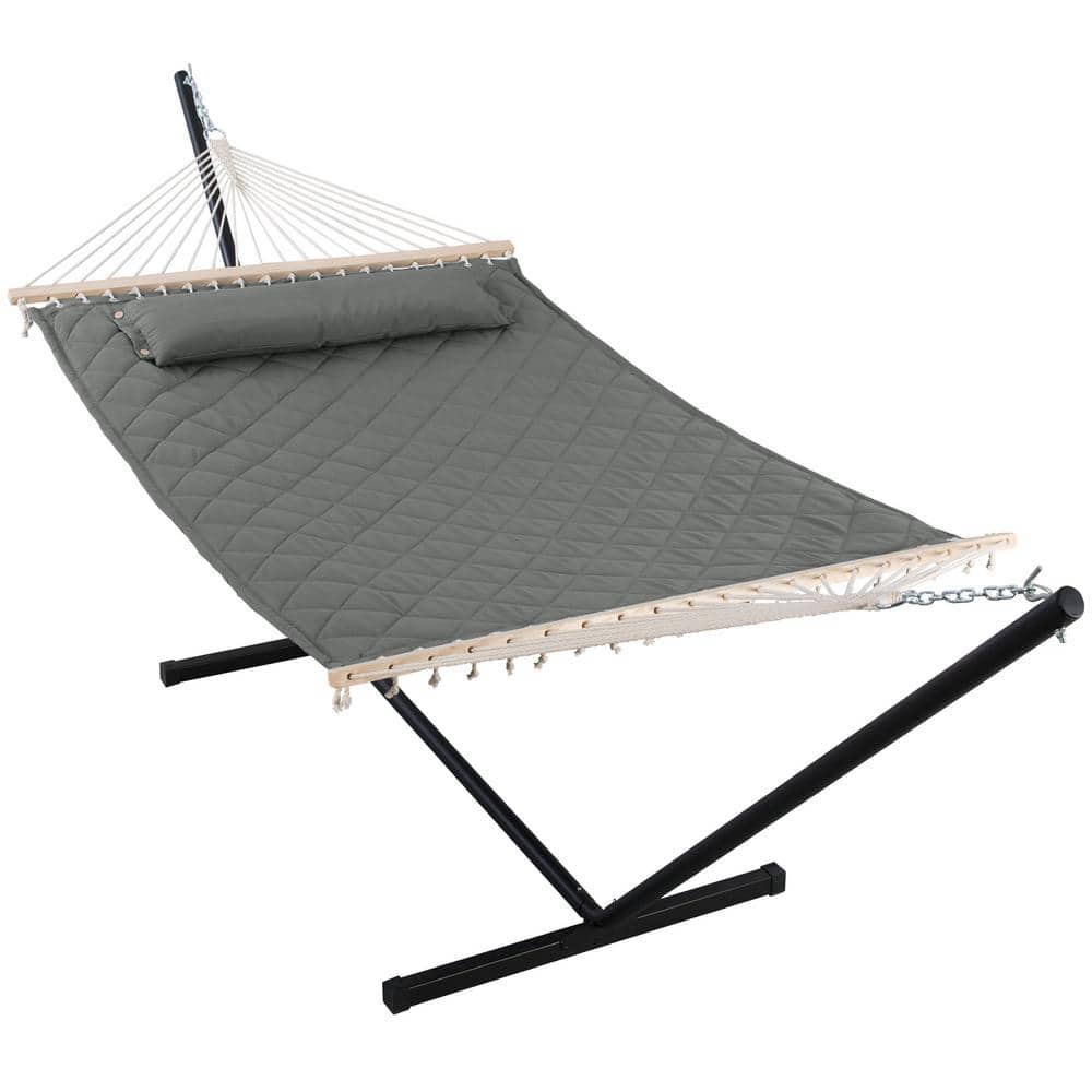 Double Hammock with Stand 12 ft. Heavy-Duty Hammock with Stand for Outdoors