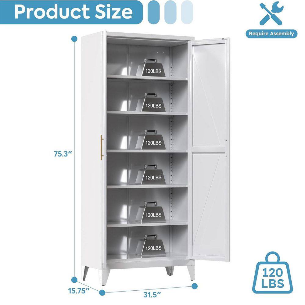 Measurement diagram of the white metal storage cabinet.