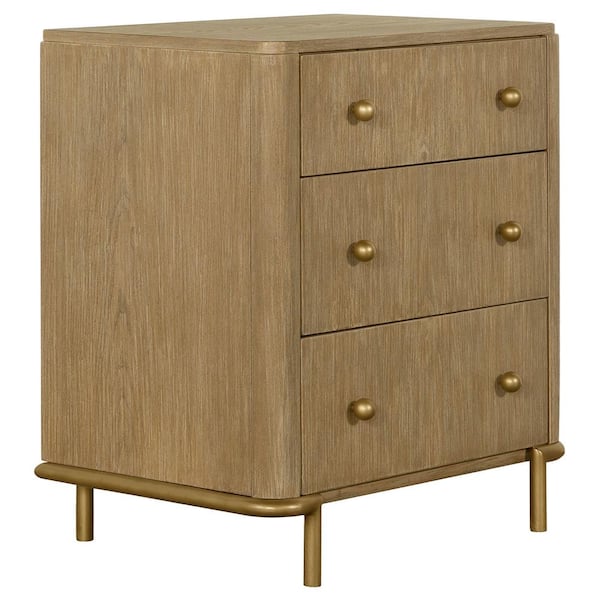 Coaster Arini Sand Wash 3-Drawer Nightstand with Dual USB Ports