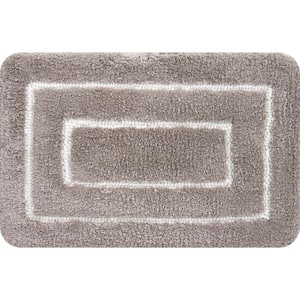 Borders Foam Taupe 18 in. x 27 in. Polyester Bath Mat
