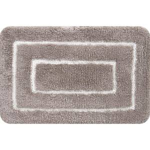 Borders Foam Taupe 18 in. x 27 in. Polyester Bath Mat