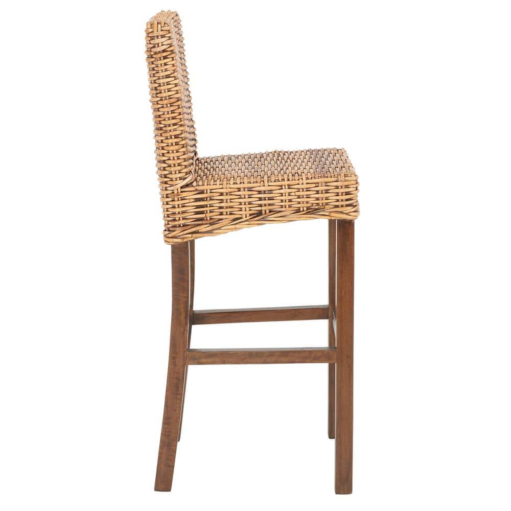 Tobie Honey Brown Wash Rattan Bar Stool with Footrest