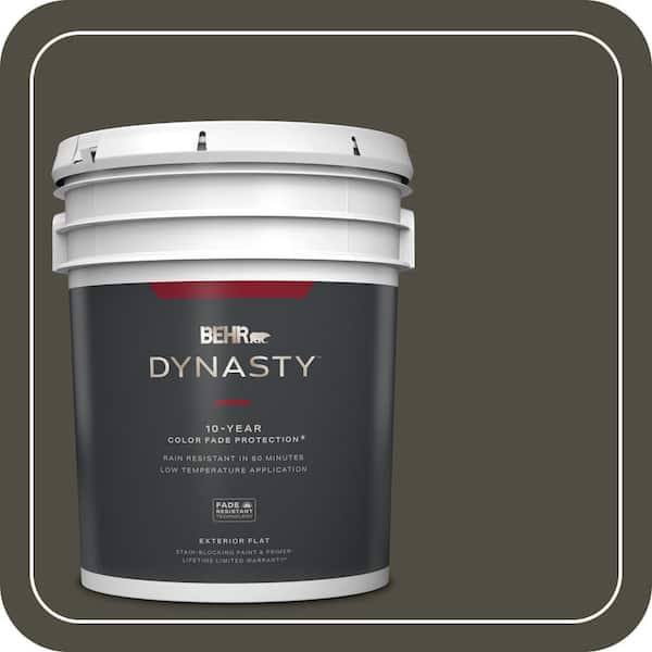 BEHR DYNASTY 5 gal. #S-H-760 Olive Leaf Flat Exterior Stain-Blocking Paint & Primer
