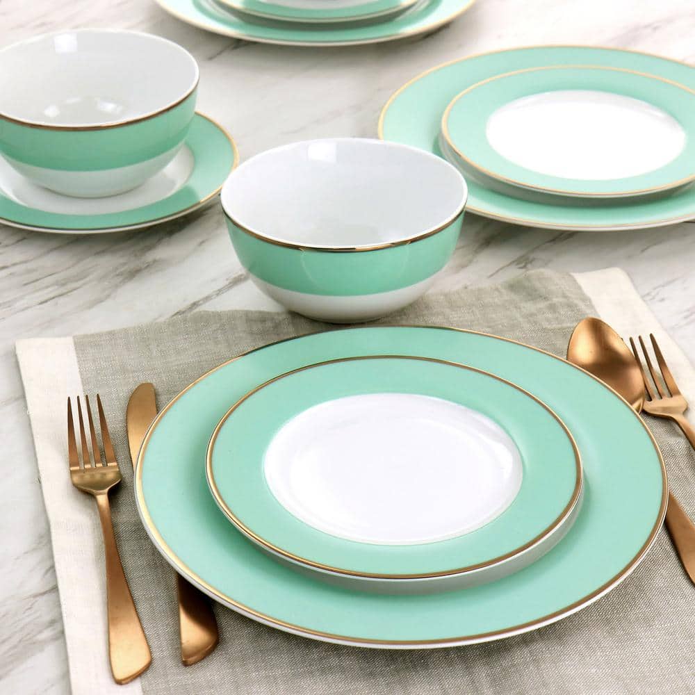 Martha Blue and White Ceramic 12-Piece Dinnerware Set