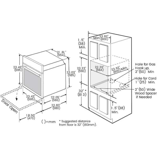 24in. Built-in Single Natural Gas Wall Oven in Stainless Steel w/ Timer Rotisserie and Convection Functions CSA Approved