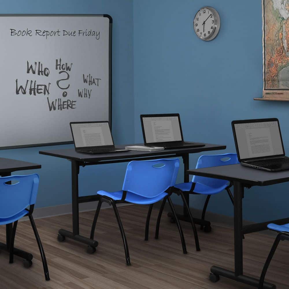 Regency Kobe 60 in x 30 in. Grey Flip-Top Training Nesting Table Desk ...