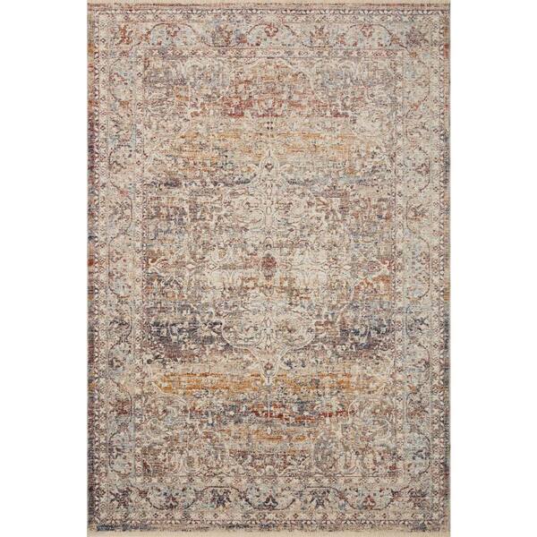 LOLOI II Sorrento Natural/Multi 2'-7" x 10' Oriental Fringe Runner Area Rug