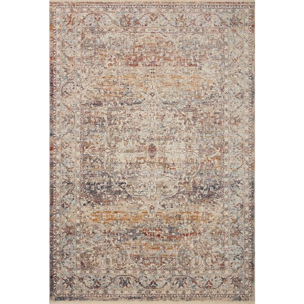 Sorrento Ivory Rectangular Synthetic Vintage Area Rug
