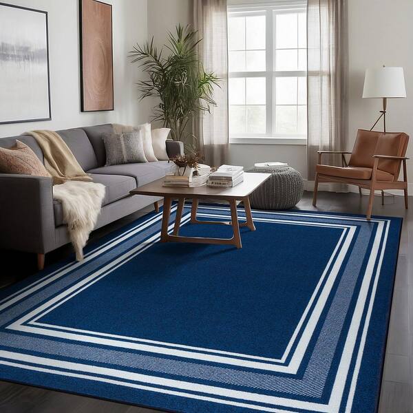 Dark Blue store Border Carpet Home Modern Rugs Living Room Rug