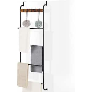 Over The Door Towel Rack Organizer Hooks with Shelves 4-Tier Towel Bar