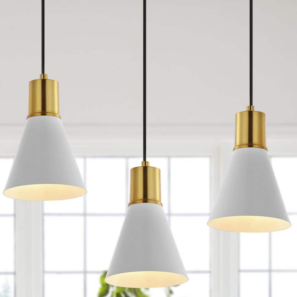 Apollo White and Brass Gold 33.5" Adjustable Linear LED Pendant